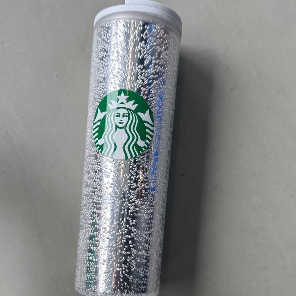 Starbucks Holiday 2020 16oz PLATINUM Silver Multi Bubble Hot Cold Tumbler